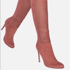 Over the knee dusty blush heels